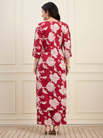 Red floral Print Kurta Set