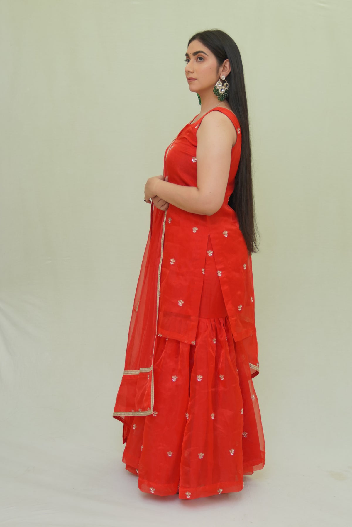 Organza Embriodery Garara Suit with Dupatta