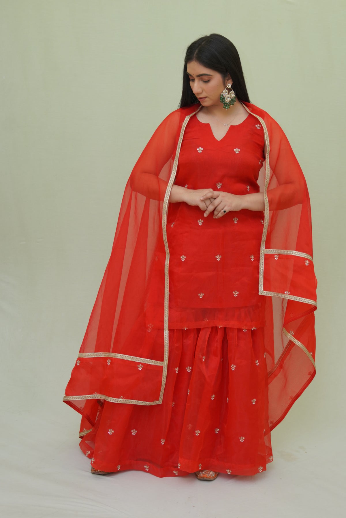 Organza Embriodery Garara Suit with Dupatta