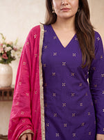 Purple Mukaish Kurta Setwith Dupatta