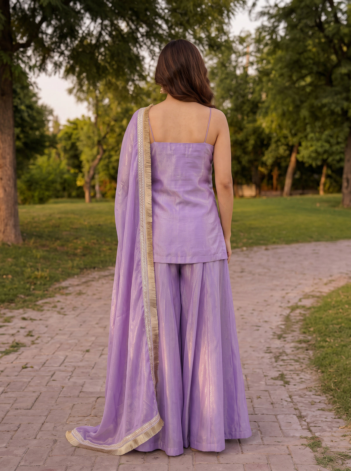 Purple Hand embroidery Sharara suit