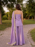 Purple Hand embroidery Sharara suit
