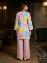 Multicolor Abstract Printed kurta with Pink Palazzo Set