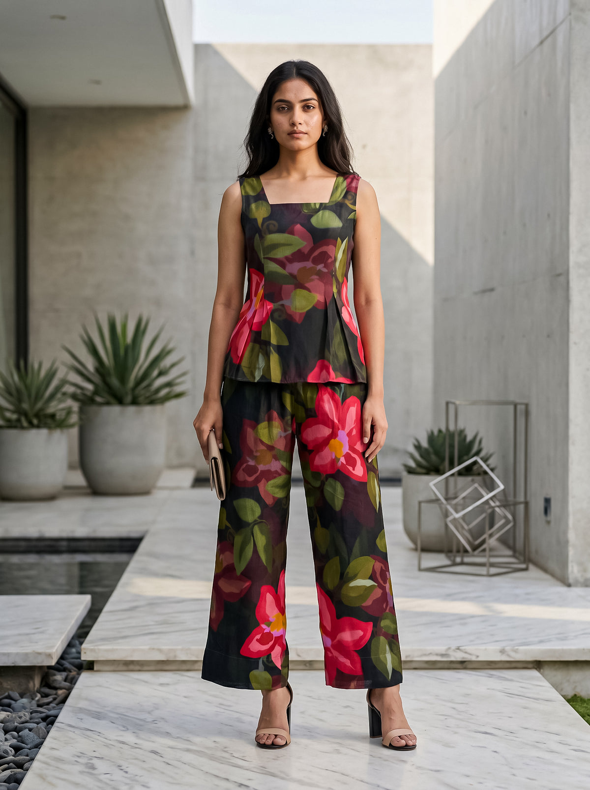 Black & Green Midnight Bloom Co-ord Set