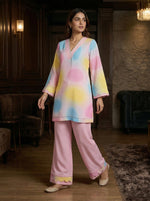 Multicolor Abstract Printed kurta with Pink Palazzo Set