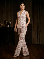 Geometric Printed Blazer Top with Trousers