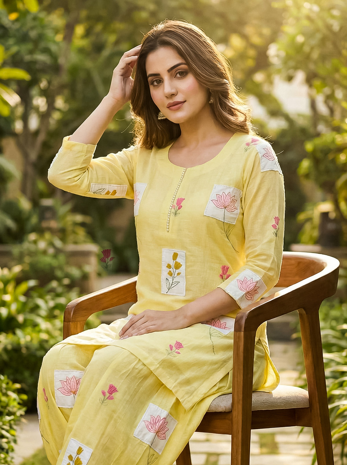 Mul Chanderi patchwork Farshi Salwar Set