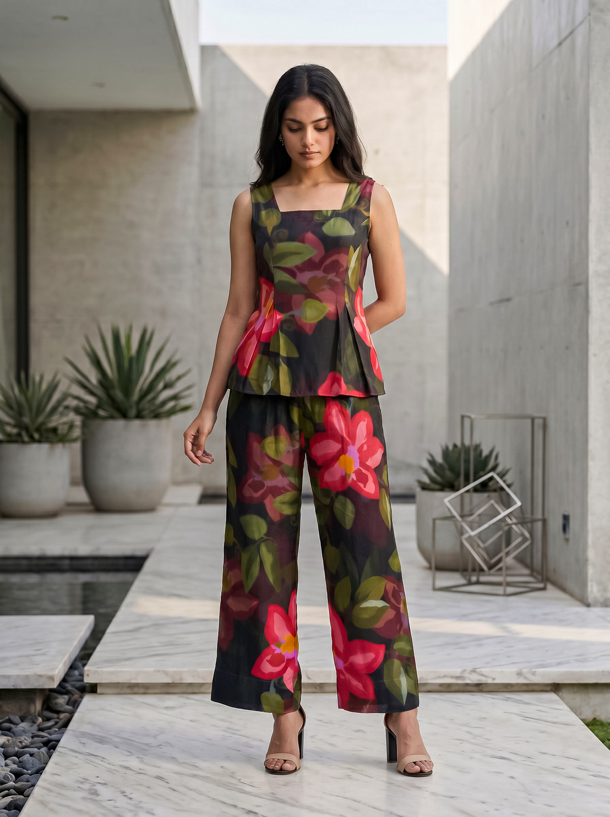 Black & Green Midnight Bloom Co-ord Set