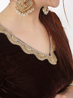 BROWN VELVET KURTA SET