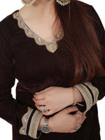 BROWN VELVET KURTA SET