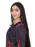 VELVET PURPLE FLORRAL KURTA SET