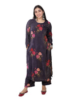 VELVET PURPLE FLORRAL KURTA SET
