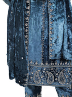 VELVET EMBROIDERED KURTA SET