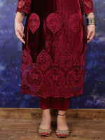 RED VELVET KURTA SET