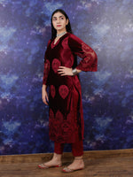 RED VELVET KURTA SET