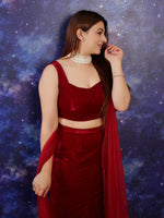 RED VELVET SKIRT WITH TOP