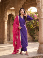 Purple Mukaish Kurta Setwith Dupatta