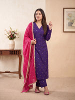 Purple Mukaish Kurta Setwith Dupatta