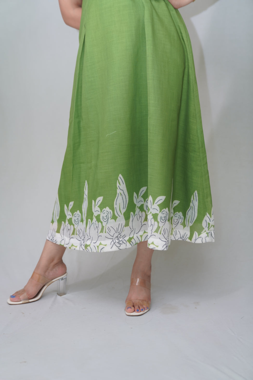 Midi Dress with Floral Hem