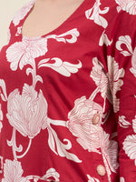 Red floral Print Kurta Set