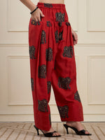 Black Elephant Print Kurta with Red Farshi Salwar
